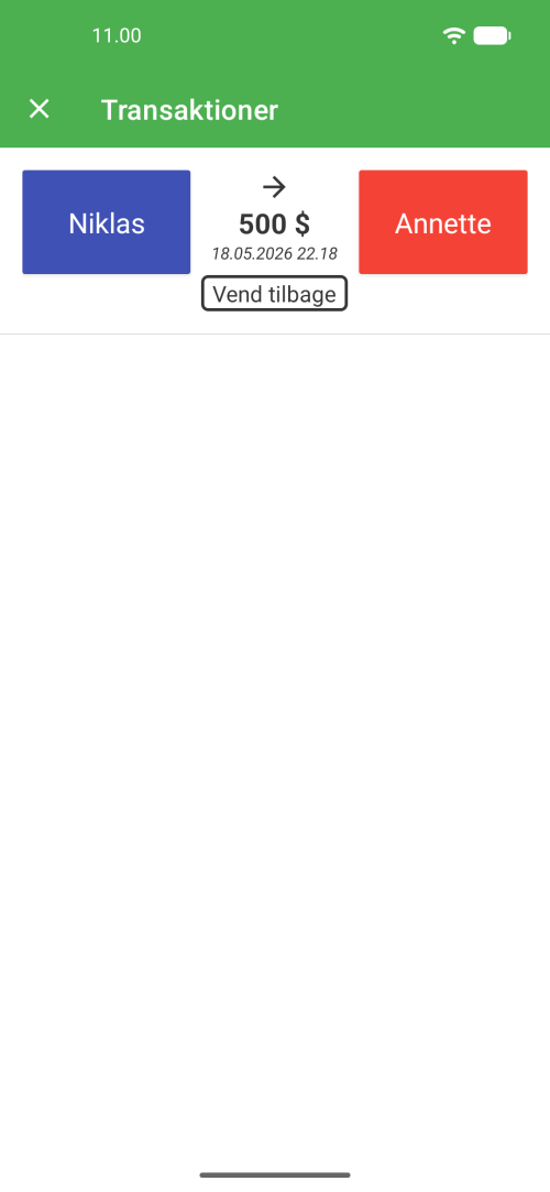 Transaktionshistorie mit allen vergangenen Überweisungen