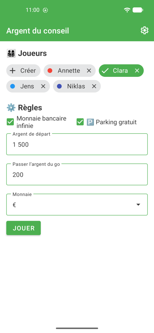 Choisissez vos joueurs, réglez les paramètres du jeu et c'est parti !