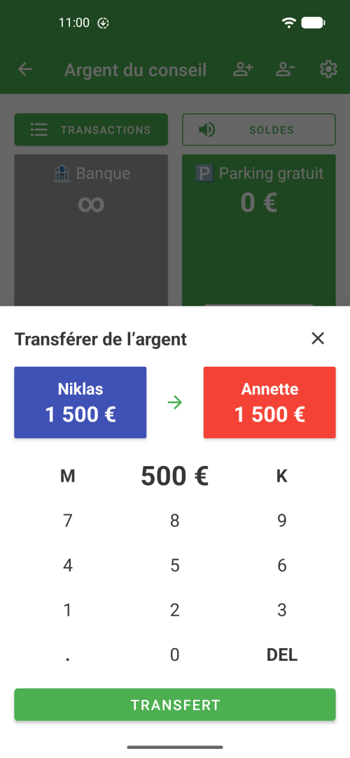 Calculatrice par glissement pour des transferts rapides entre joueurs