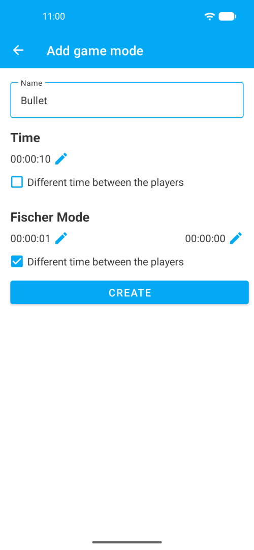 Create your own game modes with custom time controls