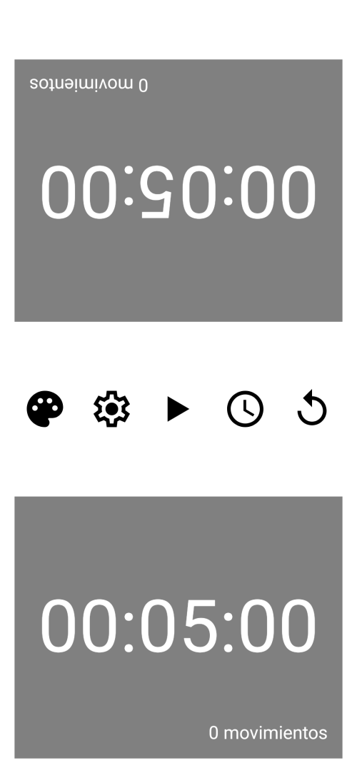 Pantalla principal del Reloj de Ajedrez mostrando dos temporizadores en un diseño dual limpio