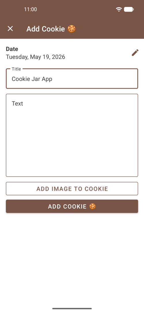 Adding a new cookie with title, note and photo