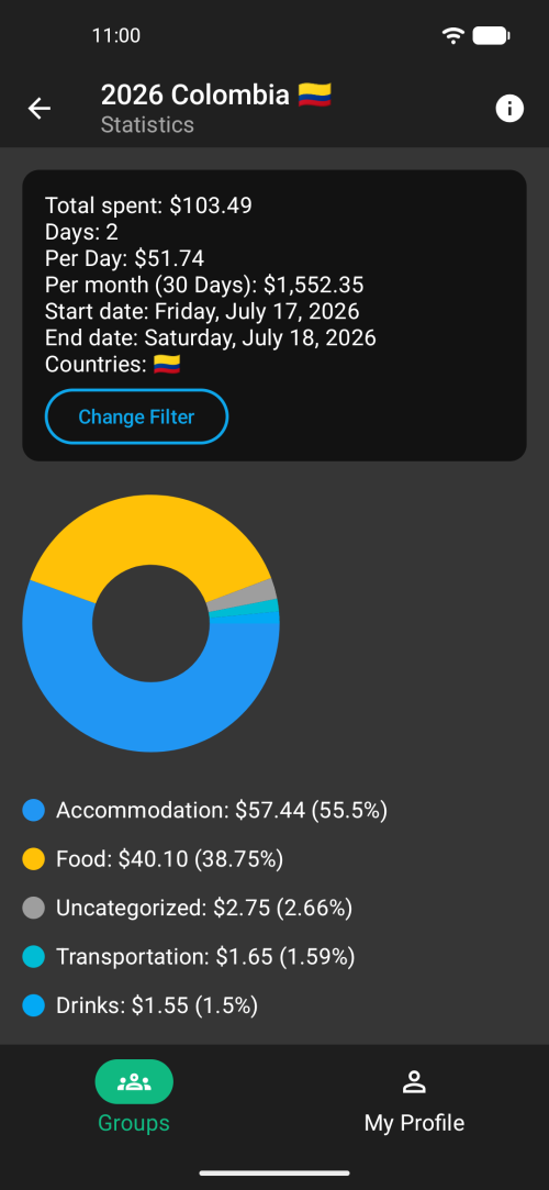 Beautiful category insights and spending stats