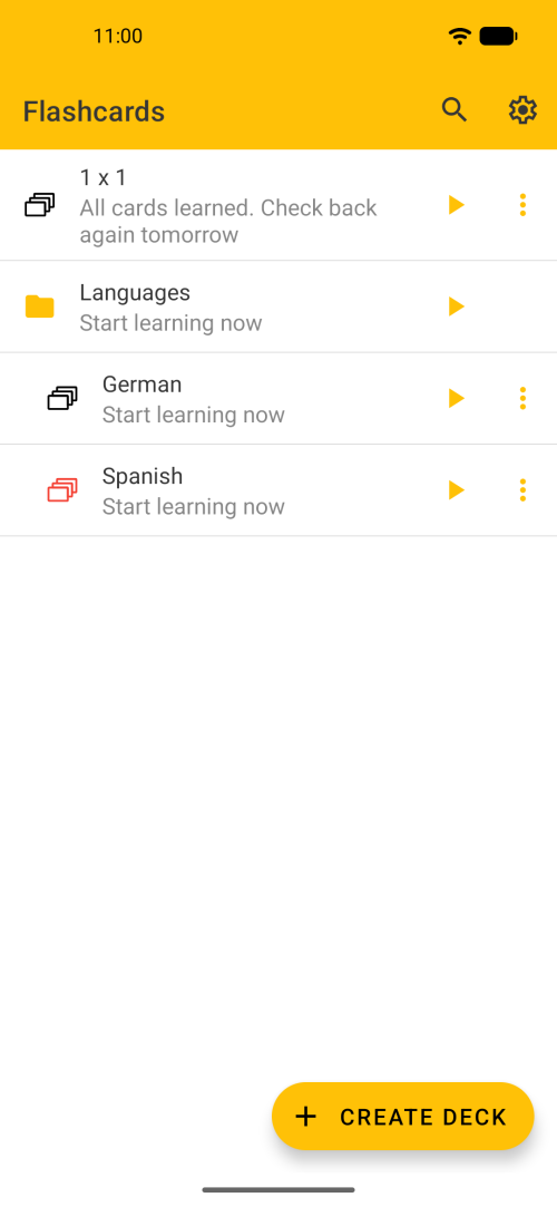 Create flashcards and organize them into decks