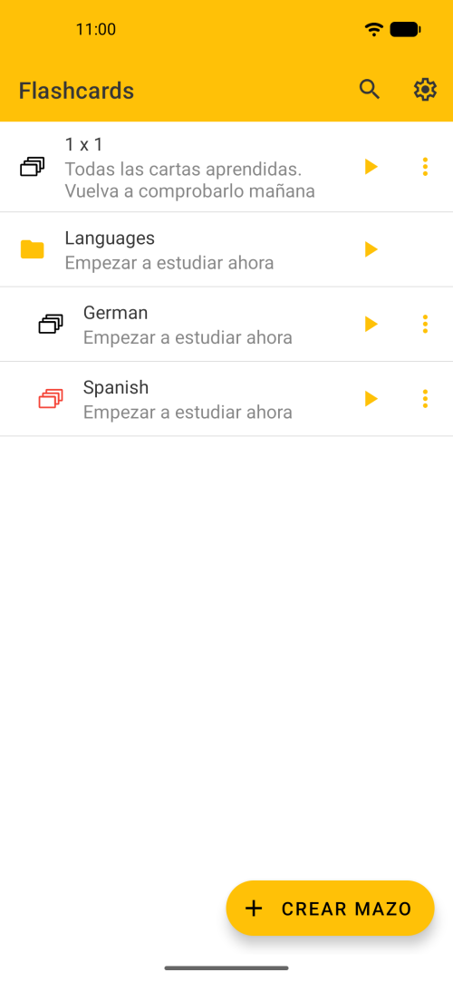Crea flashcards y organízalas en mazos