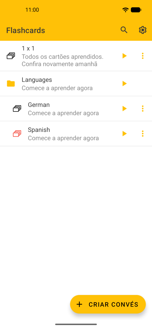 Crie flashcards e organize-os em decks