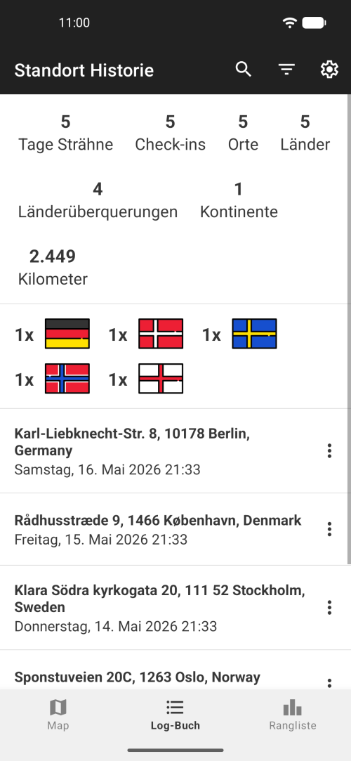 Timeline deiner Standort-Historie