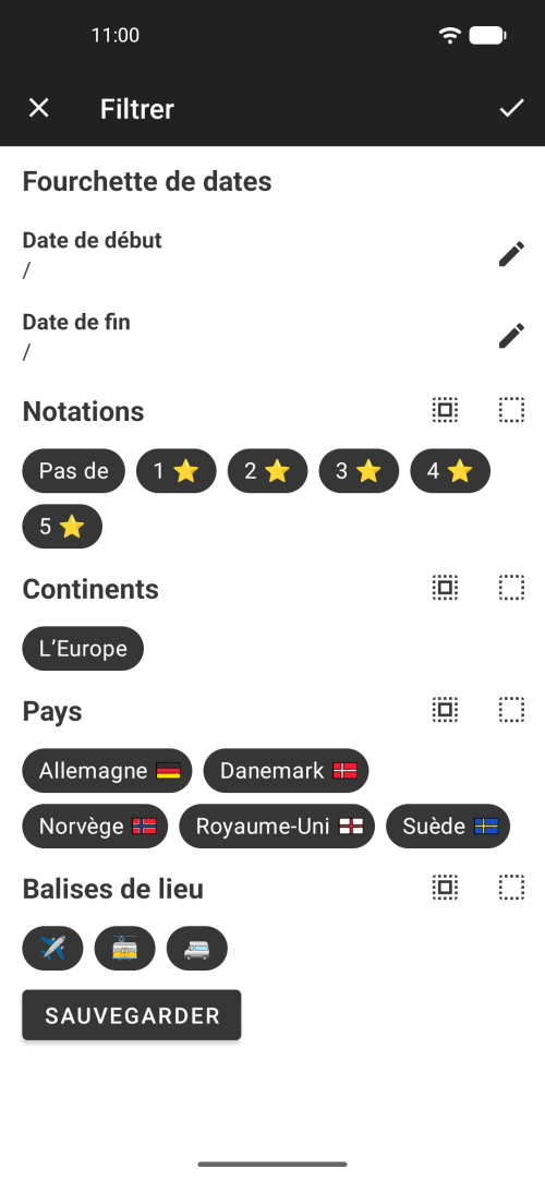 De nombreuses options de filtrage pour trouver vos lieux préférés
