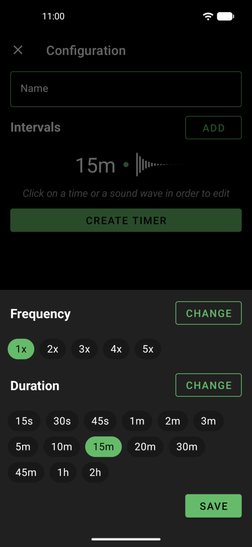 Fine-tune how often the gong sounds and set precise durations