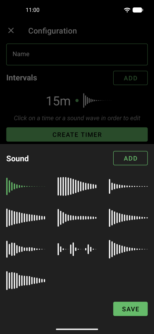 Choose from multiple gentle gong sounds and waveforms