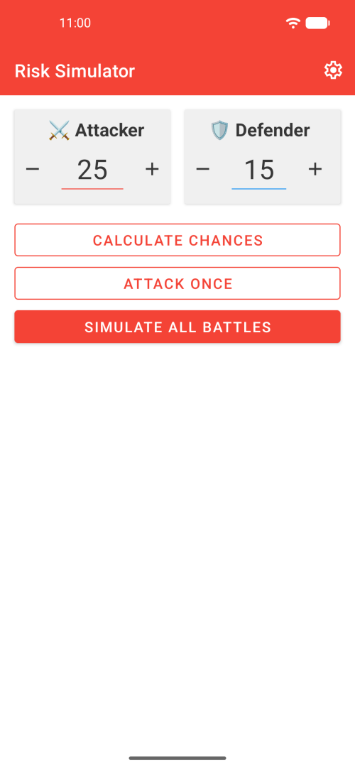 Entering attacker and defender army sizes before simulation