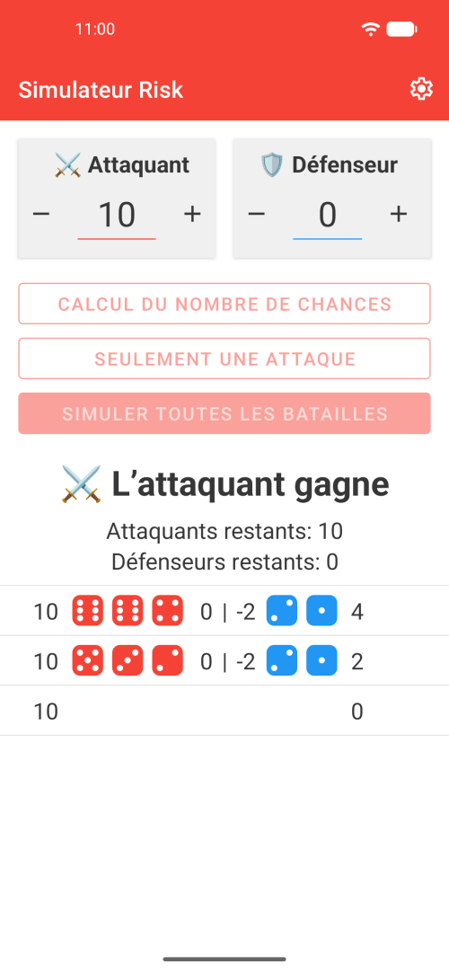 Journal de bataille tour par tour avec unités restantes