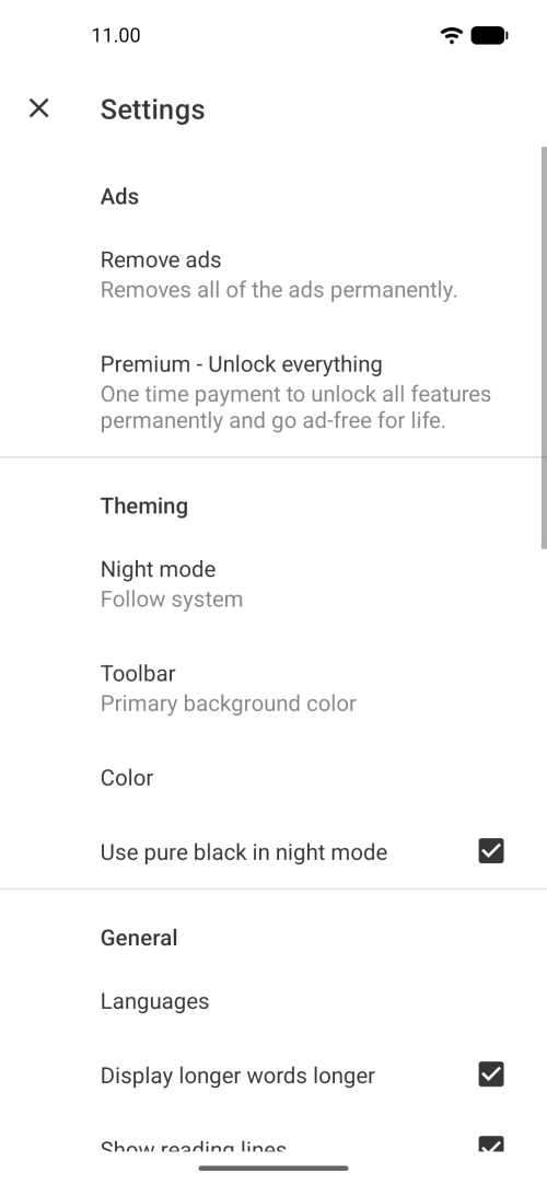 More Speed Reader Settings to tweak everything as you wish